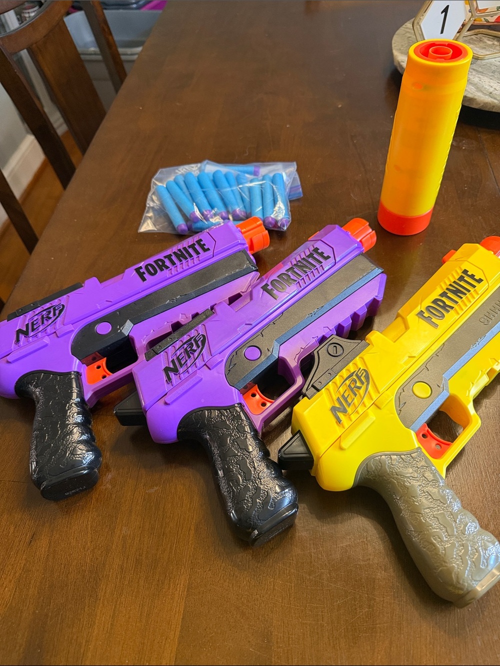 Nerf Fortnite Triple Pack Foam Dart Blasters - Purple & Yellow